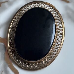 Vintage WINARD 12K GF Gold Filled Onyx Brooch Pin Pendant Jewelry MCM Statement